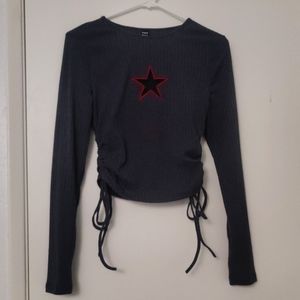Star cutout cinch long sleeve top